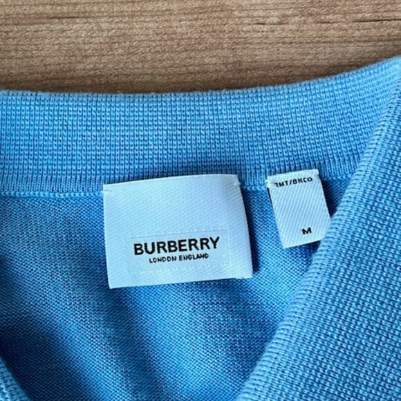 Burberry - Striped Merino Wool Polo Shirt - Blue - Picture 4 of 6